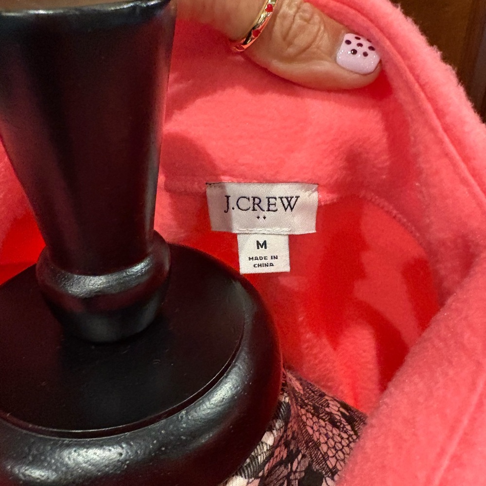 J. CREW FACTORY | Pink Sherpa Button Front Tunic - Size Medium - Picture 3 of 4